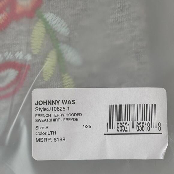 Johnny Was French Terry Hooded Sweatshirt Freyde Small J10625-1 - Picture 6 of 7